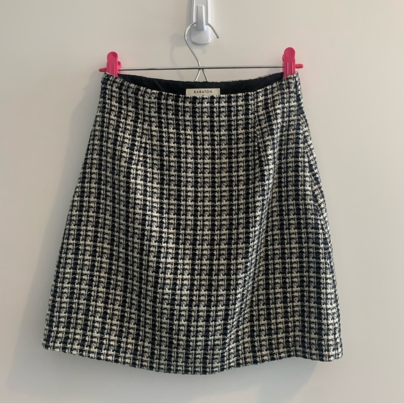Aritzia Babaton Bryn Skirt Tweed Black White Checkered Mini Size 0 - Picture 1 of 4